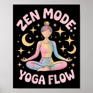 Zen Modus Yoga Flow Kleurrijke Meditatie Retro Out Poster