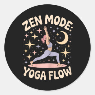 Zen Modus Yoga Flow Retro Meditatie Fitness Design Ronde Sticker