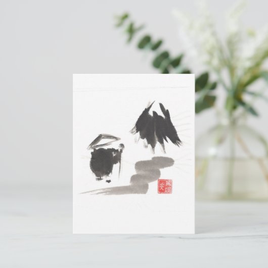 Zen Monk en Berg van Verlichting Briefkaart (Staand voorkant)