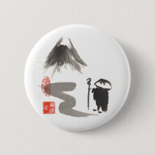 Zen Monk op reis Ronde Button 5,7 Cm
