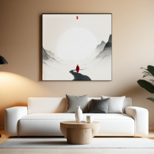 Zen Monk Path Wall Art - Minimalistische Ink Decor Perfect Poster
