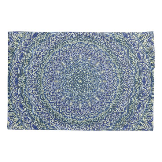 Zen Navy en yellow Mandala Kussensloop (Achterkant)