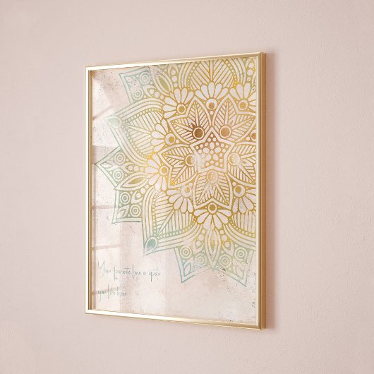 Zen neatral tone gouden mandala Indiase muur kunst Poster