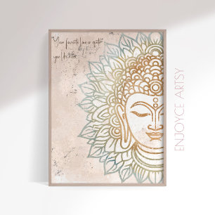 Zen neutrale tinten goud boeddha yoga liefhebber m poster