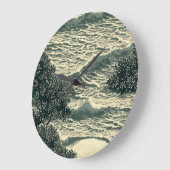 Zen Ocean Waves Monochrome Art Clock Grote Klok (Hoek)