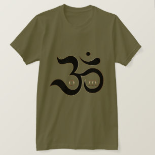 Zen Om Aum symbool goud glitters olijfgroen shirt