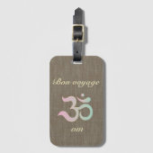 Zen Om pastel burlap rustieke bon voyage bagagelab Bagagelabel (Voorkant (verticaal))