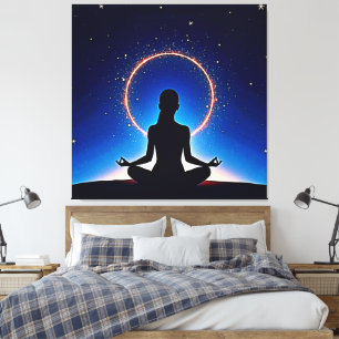 Zen onder de sterren: kosmische meditatie canvas afdruk