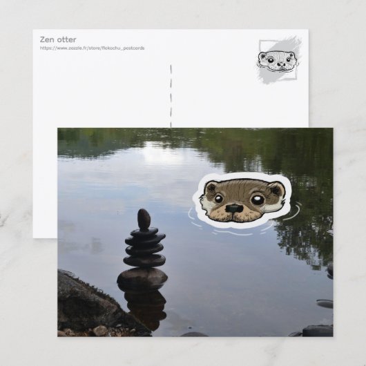 Zen Otter (color) Briefkaart (Voorkant / Achterkant)