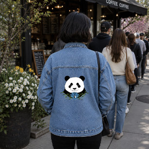 Zen Panda Beer Blauwe Lotus Yin Yang Groen Denim Jacket