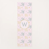 Zen Pastel Pink Botanical Pattern Monogram Yogamat (Voorkant)