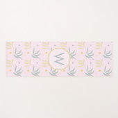 Zen Pastel Pink Botanical Pattern Monogram Yogamat (Voorkant (horizontaal))