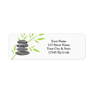 Zen pebble stone rock stack retour adreslabels etiket