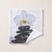 Zen pierres Orchidée blanche (Gant de toilette)