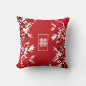 Zen Red Bamboo verlaat moderne grafische dubbelzin Kussen (Voorkant)