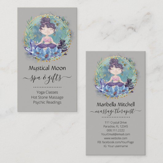 Zen roches Yoga Spa Massage Carte de visite (Devant / Derrière)