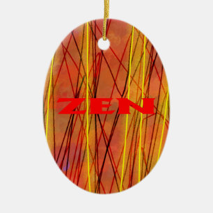 Zen rode draad ovaal keramisch ornament