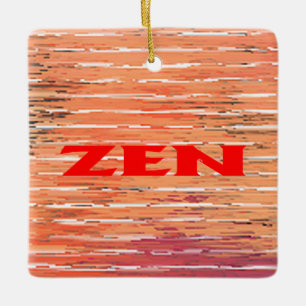 Zen rood riet vierkant keramisch ornament