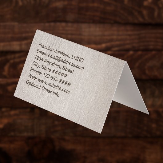 Zen Sand Labrynth and Stones with Faux Linen Visitekaartjes