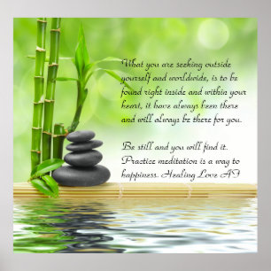 Zen, sereniteit, bemiddeling, yoga, vrede, geluk,  poster