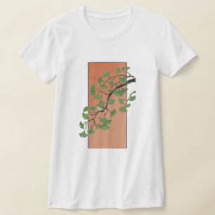 Zen Sereniteit: Minimalistische Ginkgo Boom T-shirt