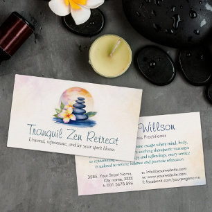 Zen Serenity Spa Waterverf Art Visitekaartje