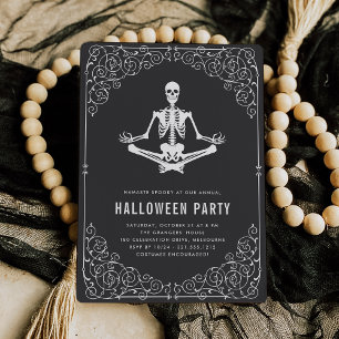 Zen Skeleton Halloween Party Kaart