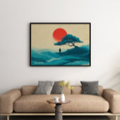 Zen Solitude Red Sun Wall Art Imprimer Poster