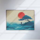 Zen Solitude Red Sun Wall Art Imprimer Poster