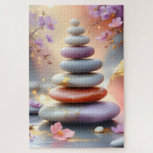 Zen Spirituele stenen balanceren bloemenkunst Legpuzzel