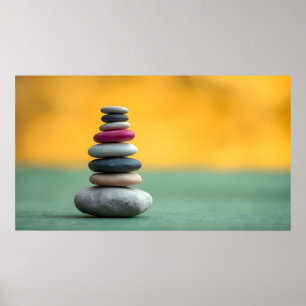 Zen Spirituele stenen balanceren therapeutische ku Poster