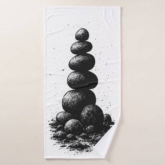 Zen-steencairn – Minimalistische rituele uitnodigi Badhanddoek (Badhanddoek)