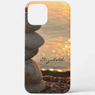 Zen stenen oceaan zonsondergang iPhone 12 pro max hoesje