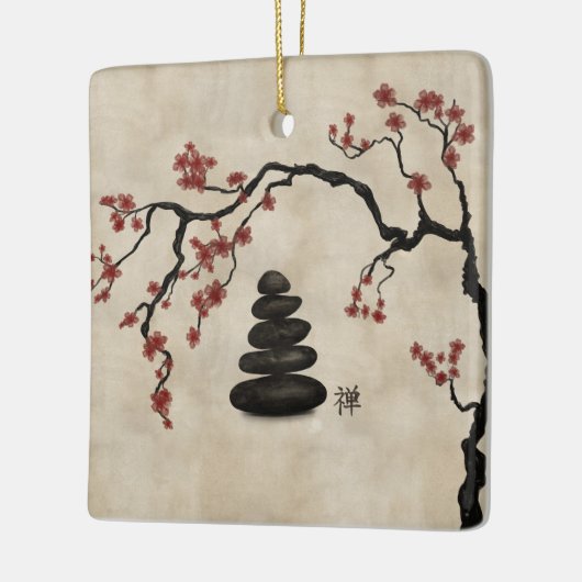 Zen-stenen Sakura Tree Keramisch Ornament (Links)