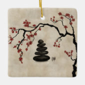 Zen-stenen Sakura Tree Keramisch Ornament (Voorkant)