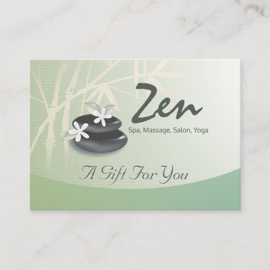 ZEN Stone Bamboo YOGA SPA Massage Gift Certificate Kortingskaartje (Voorkant)