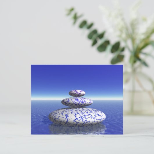 Zen Stone Blue Paars Ocean Love Peace Inspiration Briefkaart (Staand voorkant)
