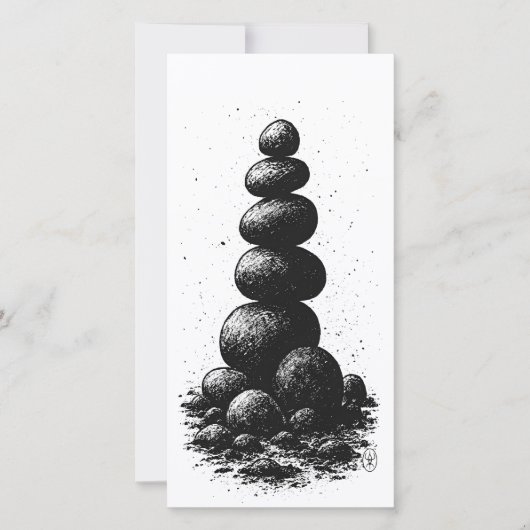Zen Stone Cairn – Minimalist Ritual Invitation (Devant)