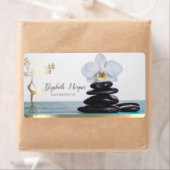 Zen Stone Witte Orchidee Gouden Boom Vrouwen Silho Etiket (Insitu)