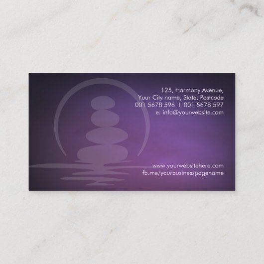 Zen Stones - harmonie en rust Visitekaartje (Achterkant)