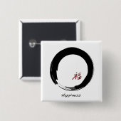 Zen-symbool met gelukskarakter vierkante button 5,1 cm (Voorkant /achterkant)