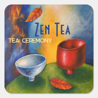 Zen thee/herfst thee/thee ceremonie/ vierkante sticker