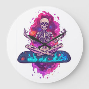 Zen tot op het Bot - Grappige Ruimte Yoga Skelet Grote Klok
