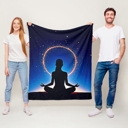Zen Under Stars: Cosmic Meditation Fleece Deken (In situ)