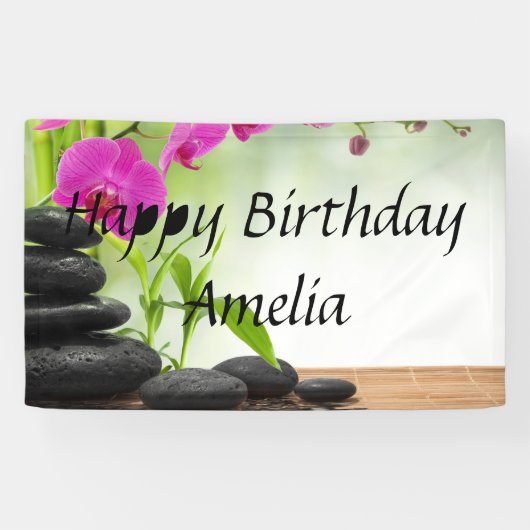 zen, vrede, roze orchidee, mooi, spa, genezing, yo spandoek (Horizontaal)