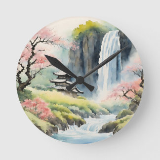 Zen Watercolor House Round Clock Ronde Klok