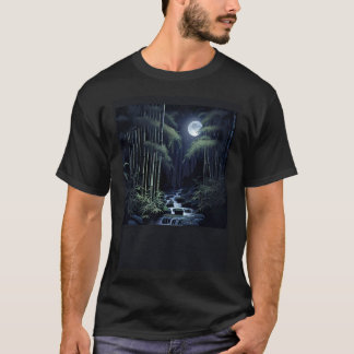 Zen Waterfall River in Bamboo Forest T-shirt