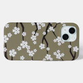 Zen White Sakura Cherry Blossom Flowers on Grey Case-Mate iPhone Case (Achterkant (horizontaal))
