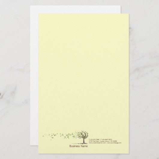 Zen Windboom met bladeren van gele pokerij Briefpapier (Voorkant / Achterkant)