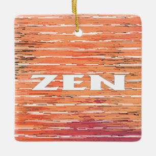 Zen wit riet vierkant keramisch ornament